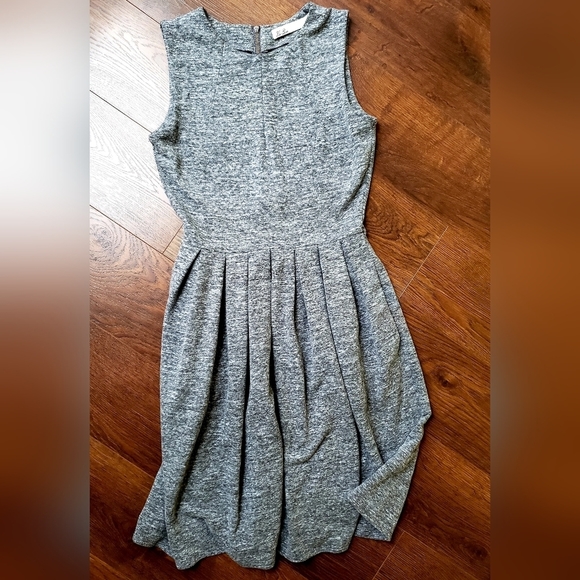 Madewell Dresses & Skirts - MADEWELL Hi-Line Pleated Mini Dress Grey Pleated Skirt Dress